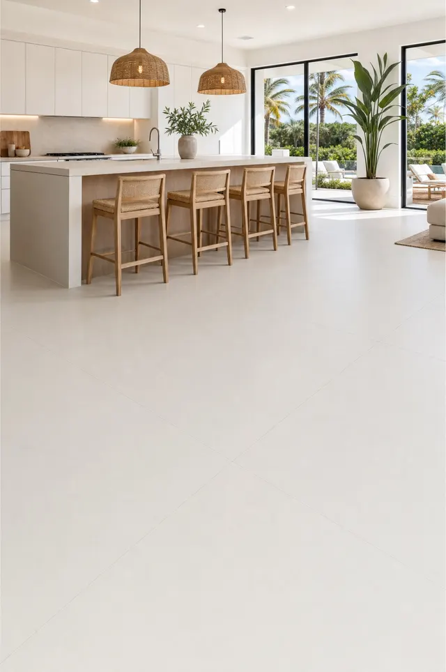 Master Loft Off White porcelain tile installed in a room