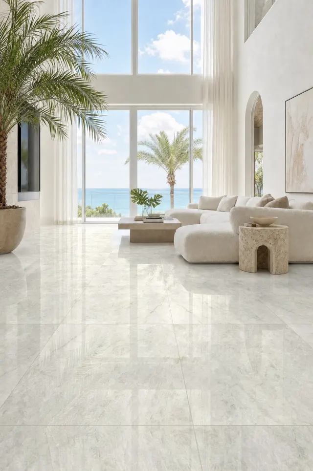 Taj Crystal 48×48 porcelain installed